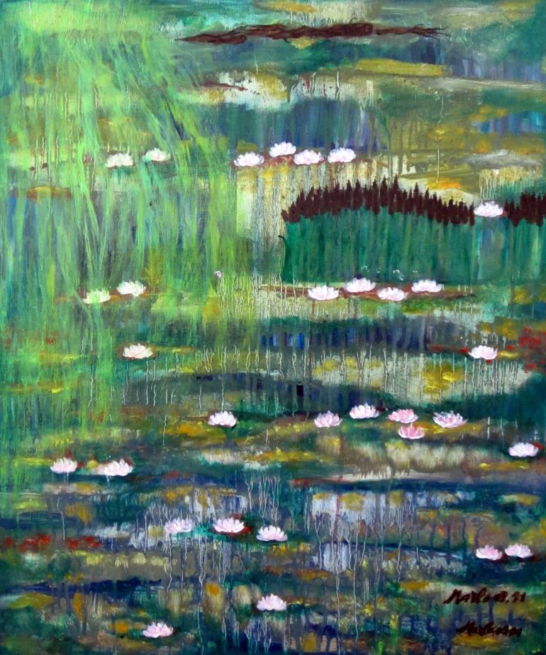 770x924 Saatchi Art The Lily Pond Painting By Marianne Charlotte Mylonas - Painting The Lily