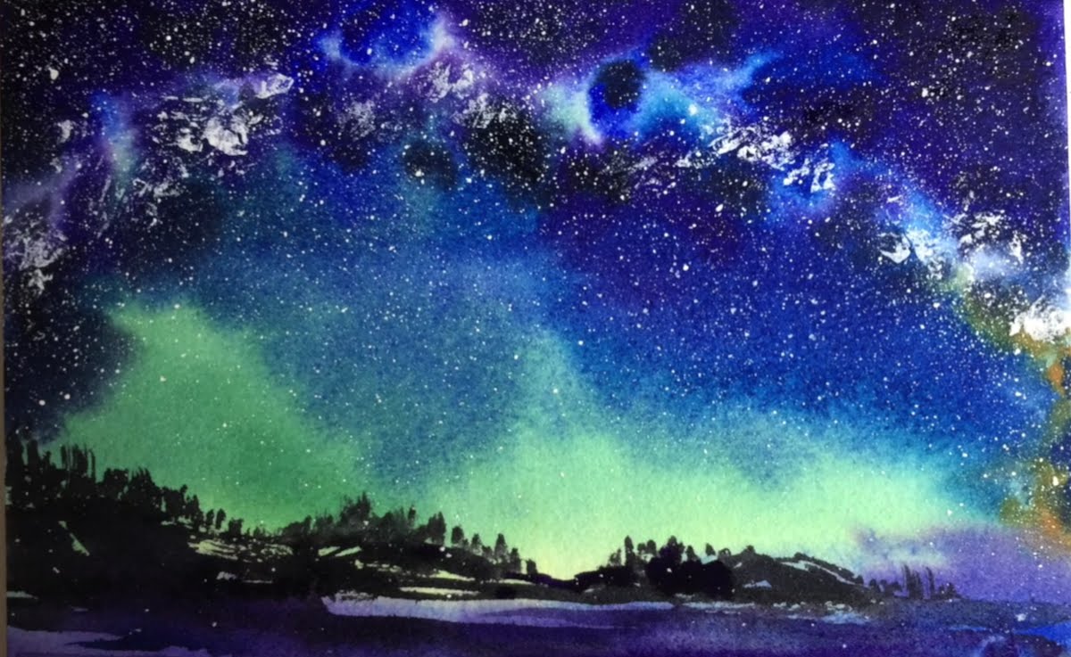 1200x737 Watercolor Milky Way Sky Painting Demonstration - Painting The Milky Way