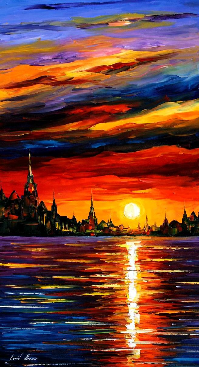 656x1208 Leonid Afremov, Oil On Canvas, Palette Knife, Buy Original - Painting The Sky