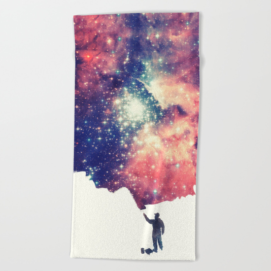 550x550 Painting The Universe (Colorful Negative Space Art) Beach Towel By - Painting The Universe