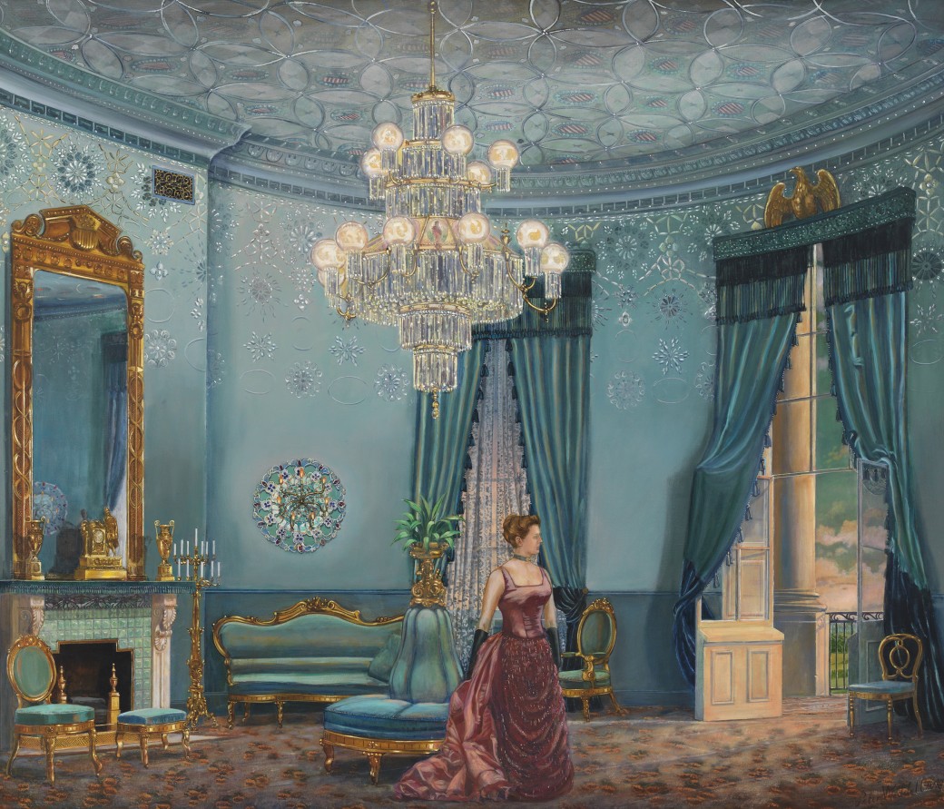 1040x891 Painting Of Frances Folsom In The Blue Room - Painting The White House