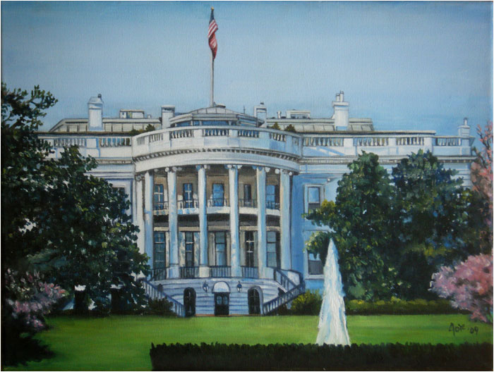 700x528 Art De Joie Washington Dc Oil Painting, White House - Painting The White House
