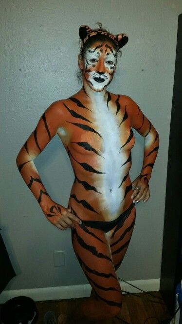 374x664 Orange Tiger Stripes Halloween Costume Body And Face Paint By - Painting Tiger Stripes