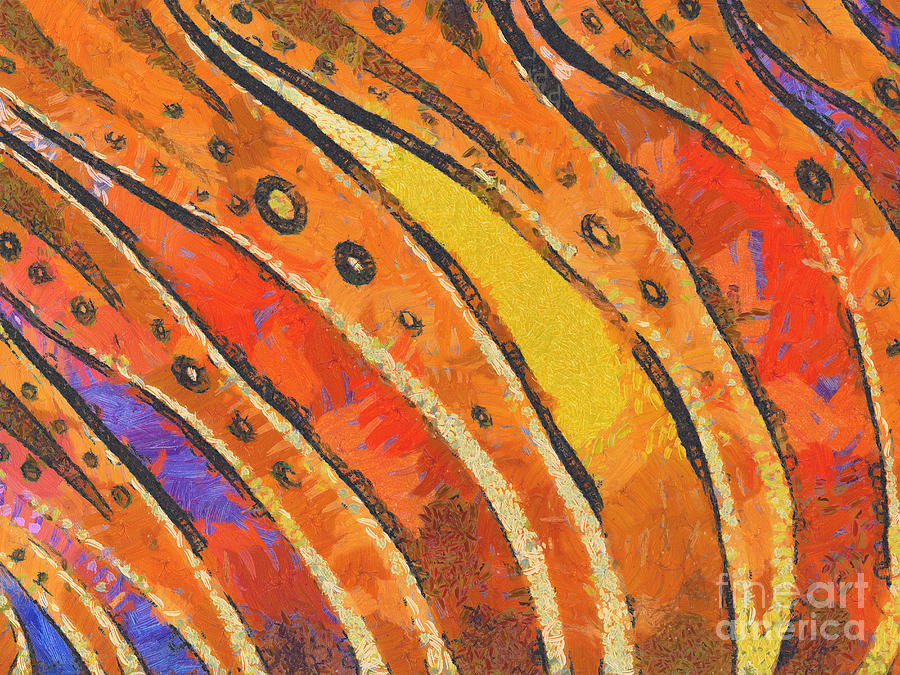 900x675 Abstract Rainbow Tiger Stripes Painting By Pixel Chimp - Painting Tiger Stripes