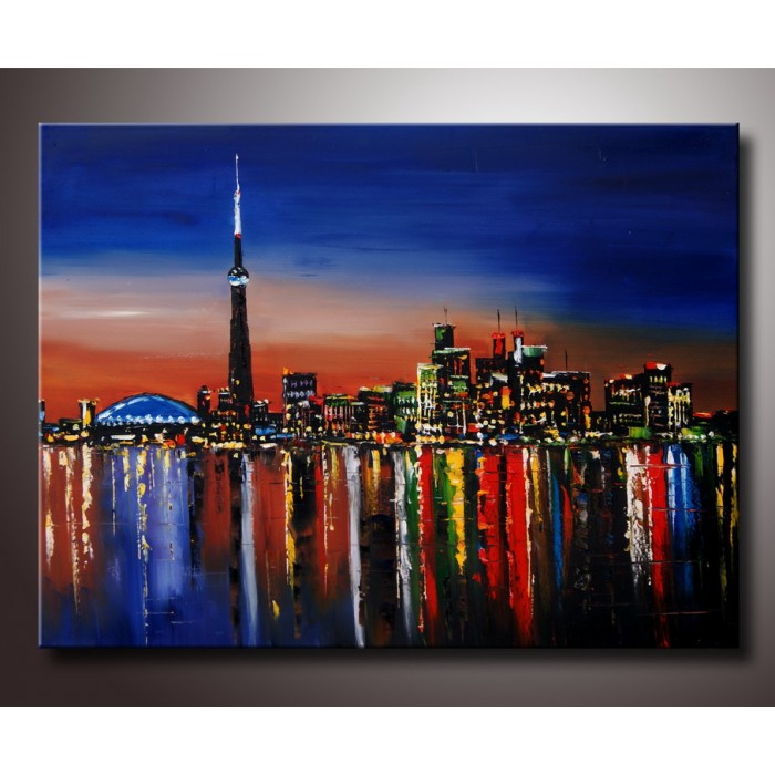 700x700 Toronto Night Cityscape Painting 40x30in - Painting Toronto