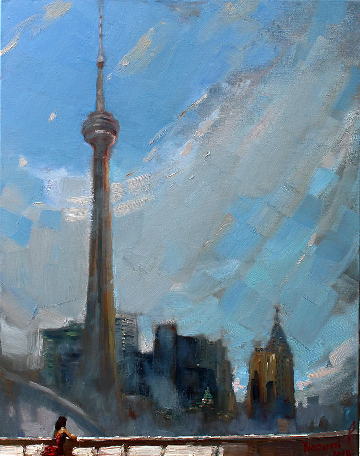 710x900 Cn Tower Toronto Painting By Ylli Haruni - Painting Toronto
