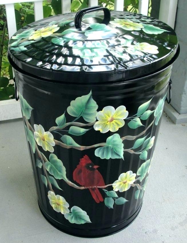 654x850 Painted Trash Cans Small Size Of Painted Trash Can Planter Hand - Painting Trash Cans
