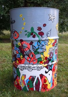 236x335 Painted Trash Can Trash Cans - Painting Trash Cans
