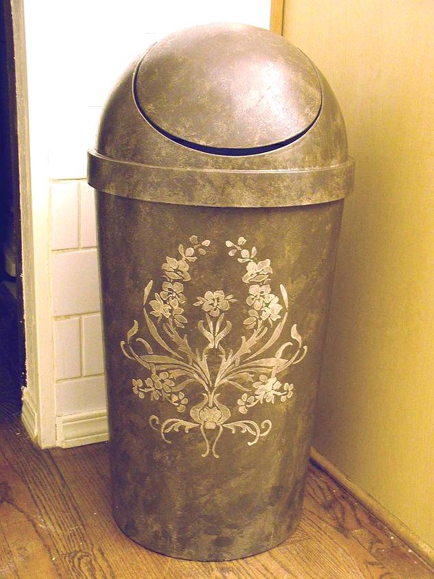 634x845 Plastic Kitchen Trash Can Interesting Make A Garbage Look High End - Painting Trash Cans
