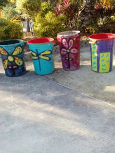 236x314 Pretty Painted Trash Cans Gardening Craft - Painting Trash Cans