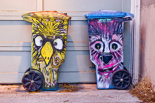 500x333 Painted Trash Bins, Urban Wildlife - Painting Trash Cans
