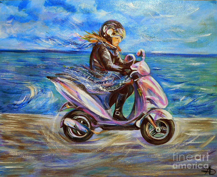 900x734 Travel Notebook. Nice. Sunday Ride Painting By Anna Duyunova - Painting Travel