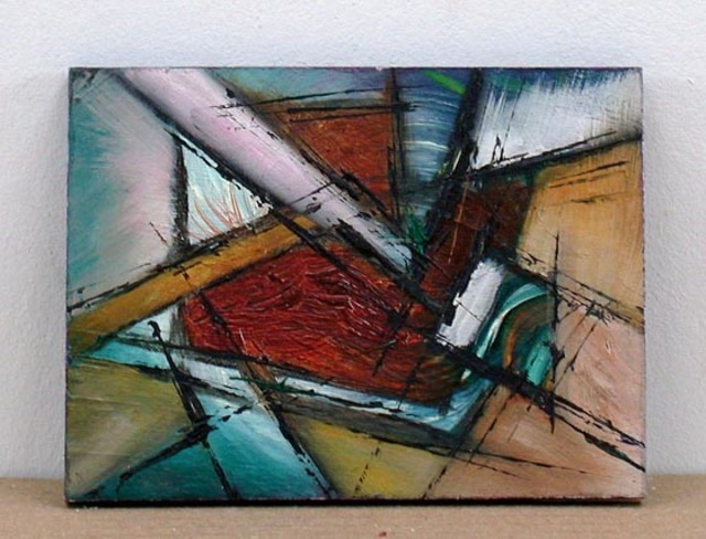 640x488 Valda Fitzpatrick Artwork Abstract Triangles Original Painting - Painting Triangles