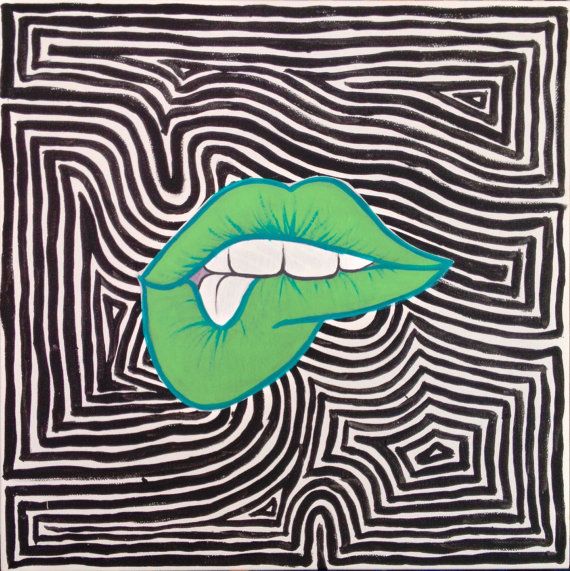 570x571 Lip Biting Painting Pop Art Phsycadelic Trippy By Pacificusart - Painting Trippy
