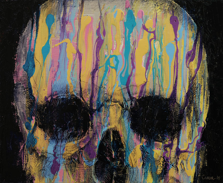 900x739 Psychedelic Skull Painting By Michael Creese - Painting Trippy