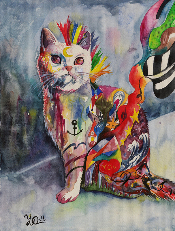 607x800 Psychedelic Watercolour Paintings By Sasha Drug - Painting Trippy