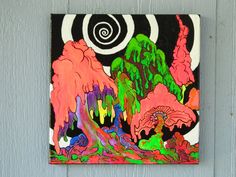 236x177 Trippy Mushroom Hippie Original Art Paint Drawn Art - Painting Trippy