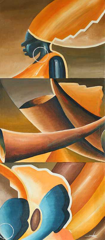 352x800 African Expressionist Painting - Painting Tusk