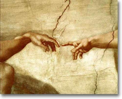 500x404 Creation Of Adam Painting Ebay - Painting Two Fingers Touching