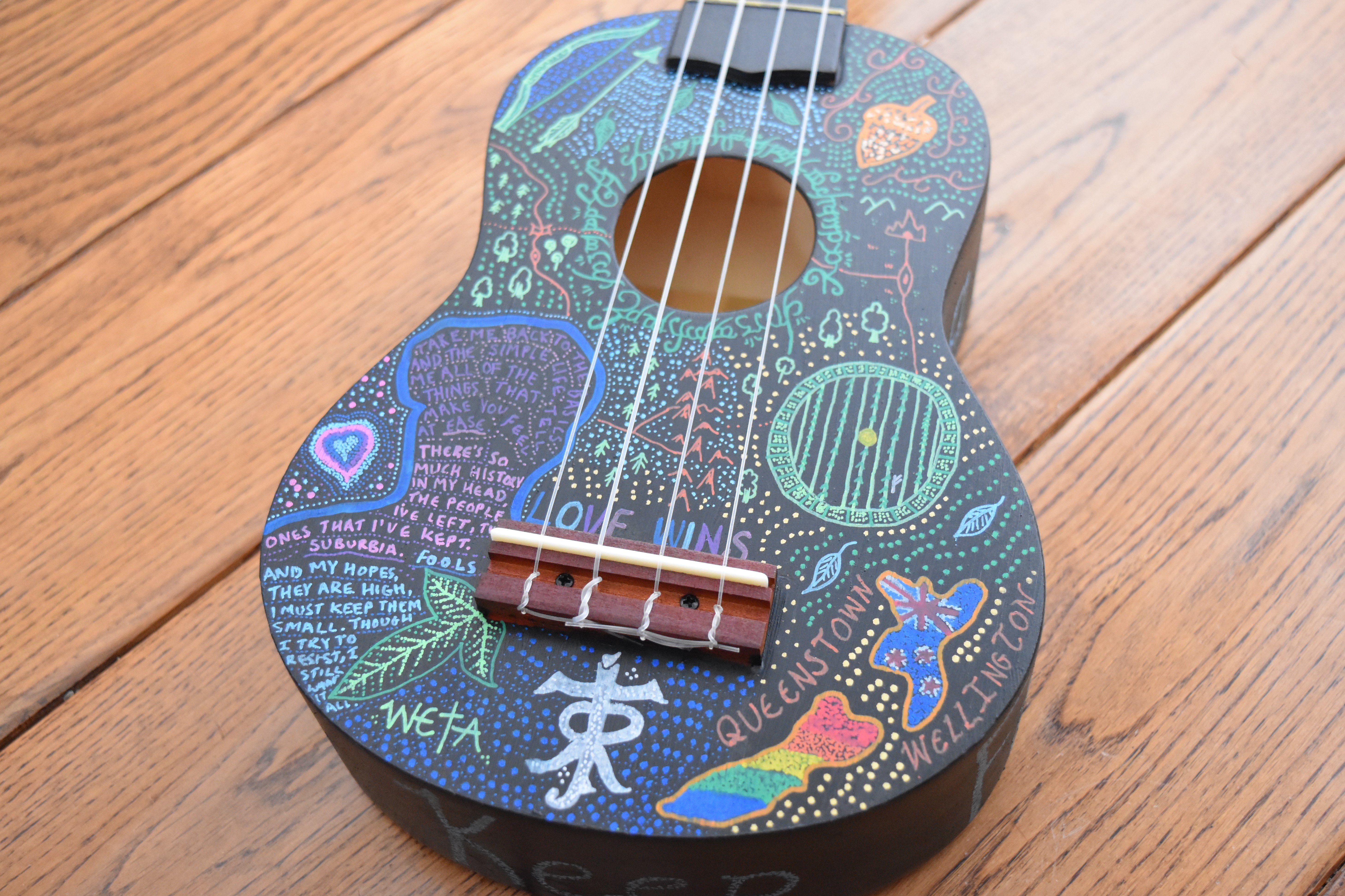 5836x3890 Custom Hand Painted Ukulele Lupine Heart Clothing - Painting Ukulele