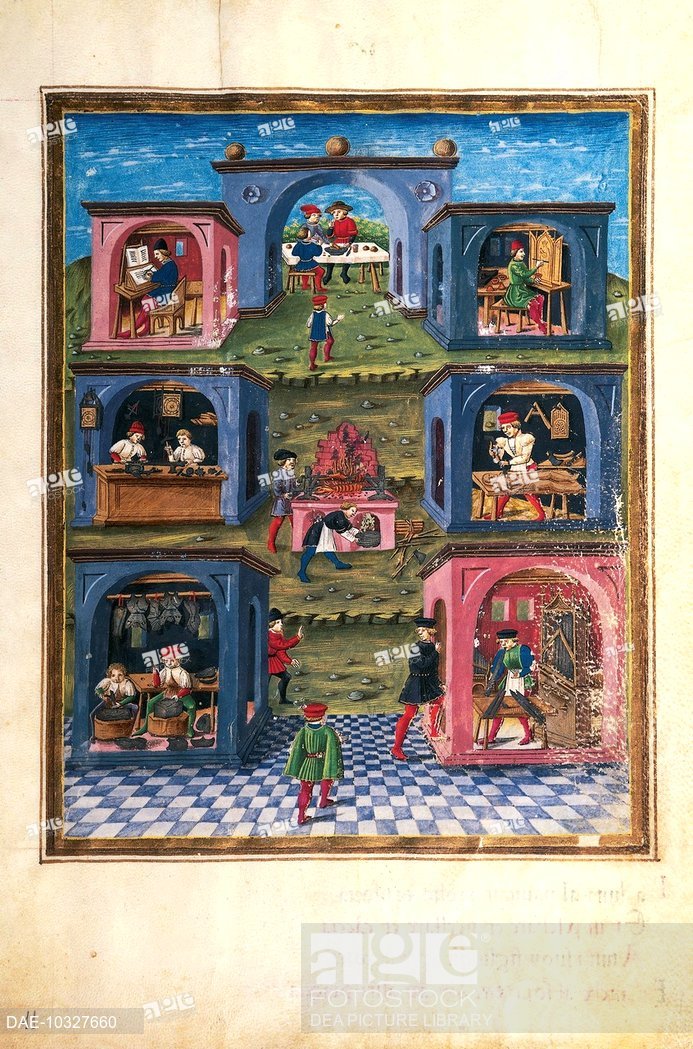 693x1049 Craftsmen Under The Influence Of Mercury, Miniature From De - Painting Under The Influence