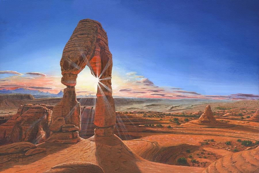 900x602 Sunset At Delicate Arch Utah Painting By Richard Harpum - Painting Utah