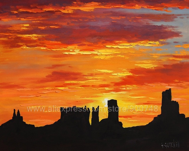 640x511 Huge Oil Paintingamerican Desert Monument Valley Utah Sunset - Painting Utah