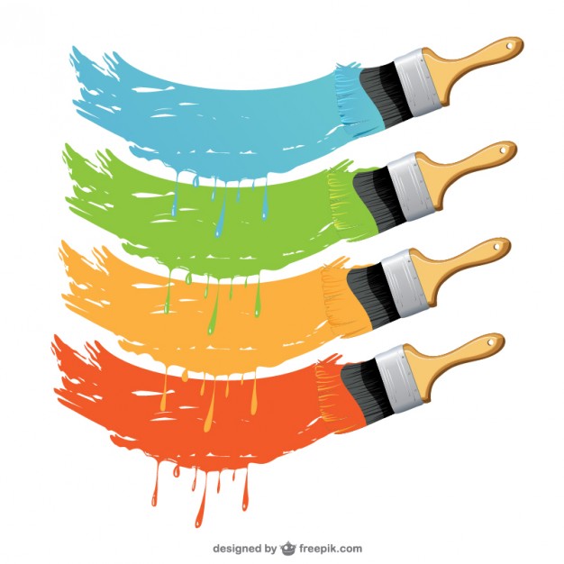 626x626 Paint Brushes In Different Colors Vector Free Download - Painting Vector