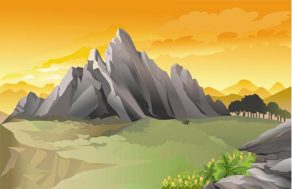 600x389 Beautiful Landscape Painting Vector [Eps] - Painting Vector