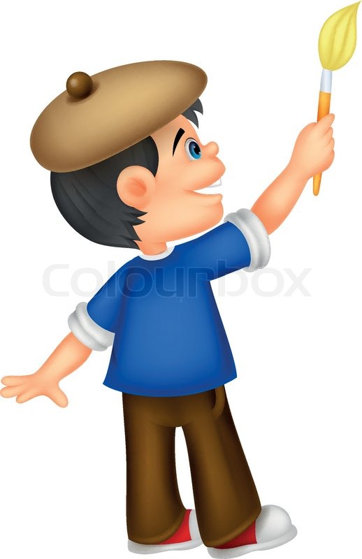 518x800 Vector Illustration Of Little Boy Cartoon Painting Stock Vector - Painting Vector