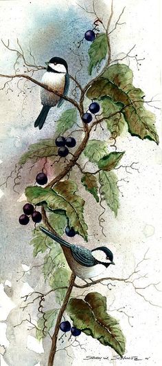 236x532 Red Grapes And Vines Original Watercolor Painting Chinese Brush - Painting Vines
