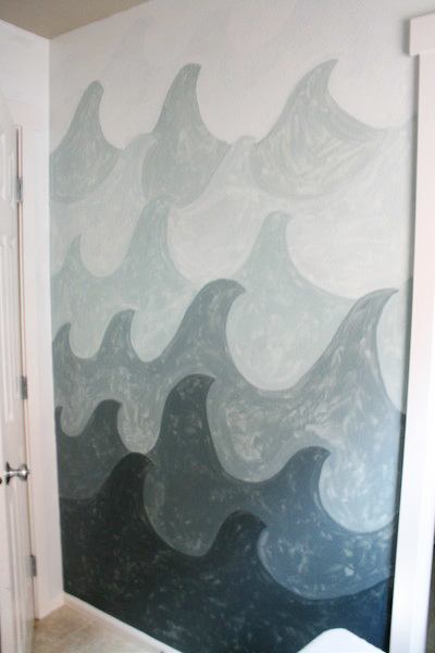400x600 Ombre Painted Wave Wall Jones Design Company - Painting Waves On Wall