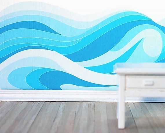 570x460 Wave Wall Stencil - Painting Waves On Wall