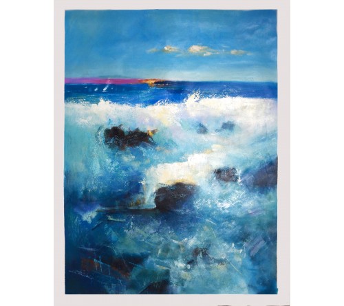 500x445 Buy Waves Oil Painting On Canvas (Unframed) Art Wall Decoration - Painting Waves On Wall