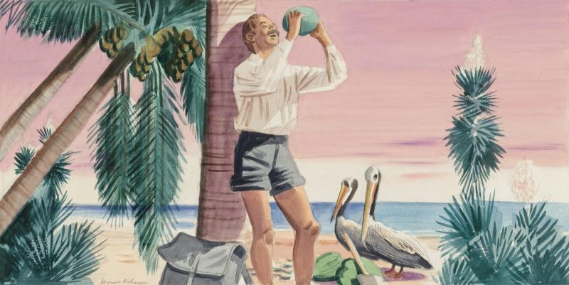 800x401 Panel 6, Legend Of James Edward Hamilton Barefoot Mailman (Mural - Painting West Palm Beach