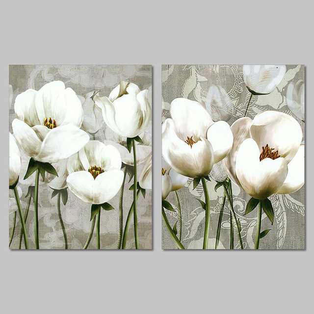 640x640 Retro Fashion White Flower Decoration Posters Wall Art Pictures - Painting White Flowers