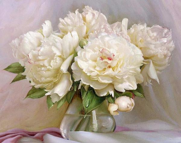 600x476 Diy Painting By Numbers - Painting White Flowers