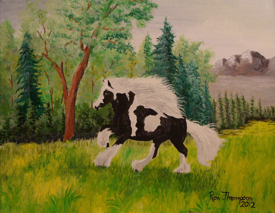 900x698 Wild Horse Painting By Ron Thompson - Painting Wild Horses