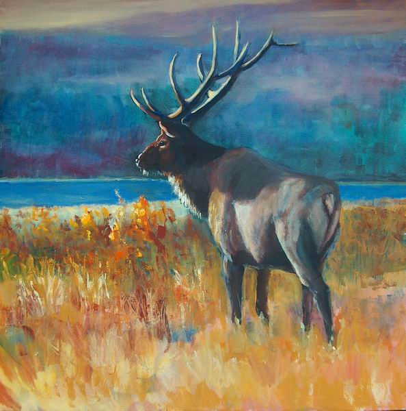 594x600 Fine Art By Pat Koscienski Bull Elk - Painting Wildlife In Acrylic