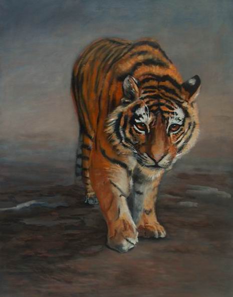 465x593 Fine Art By Pat Koscienski Crouching Tiger - Painting Wildlife In Acrylic