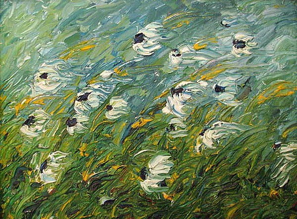 600x444 Wind Swept Daisies Painting By Robert Laper - Painting Wind