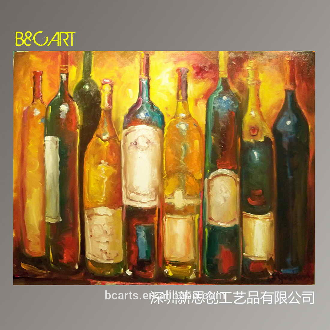 1100x1100 Handpainted Canvas Abstract Wine Bottle Still Life Oil Painting - Painting Wine Bottles