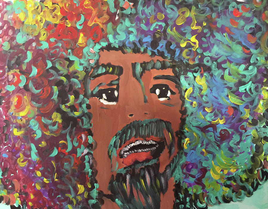 900x701 Art Afro Painting By Angela Holmes - Painting With Afro