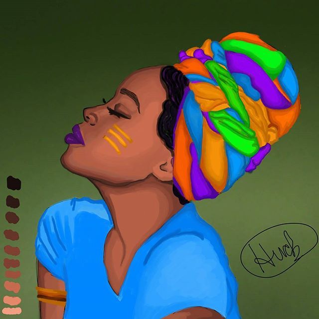 640x640 Illustration Artwork Digital Art Black Art Afro Digital Painting - Painting With Afro