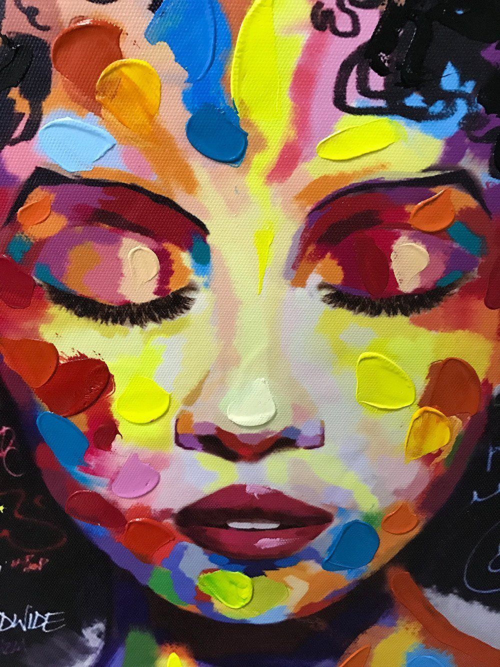 1000x1333 African Woman Portrait On Canvas Classic Feather - Painting With Afro