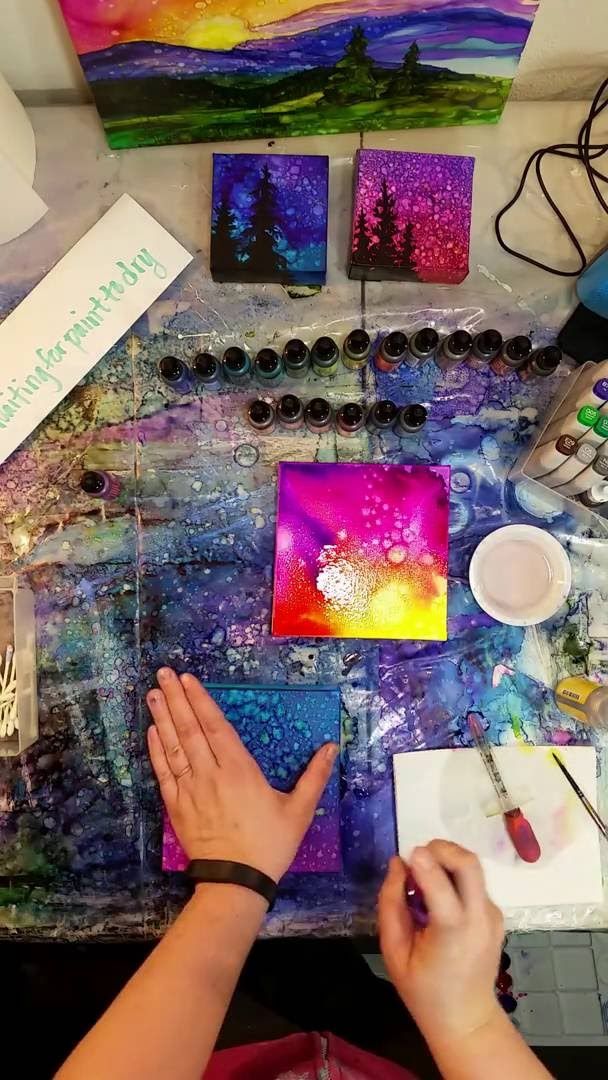 608x1080 Time Lapse Video Of Brittainy Painting With Alcohol Inks On Canvas - Painting With Alcohol Inks On Canvas