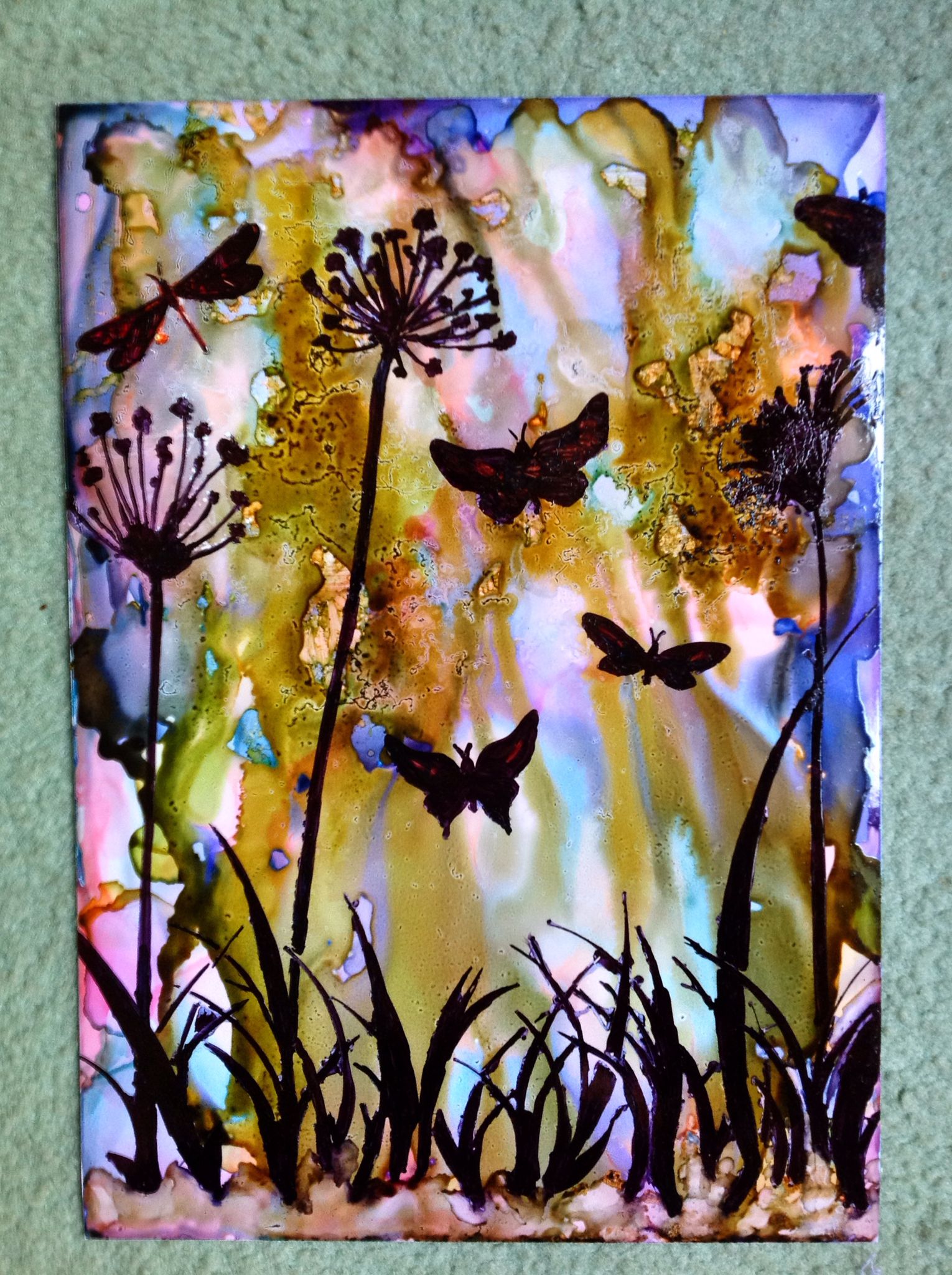 1530x2048 Alcohol Ink Background, Stencil With A Black Sharpie Canvas - Painting With Alcohol Inks On Canvas