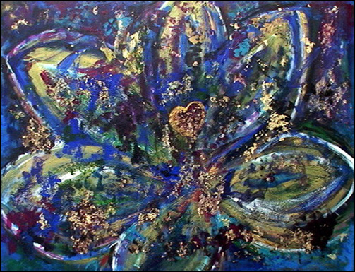 503x385 Brian's Blueabstract Mixed Media And Cremains Memorial Painting - Painting With Cremation Ashes