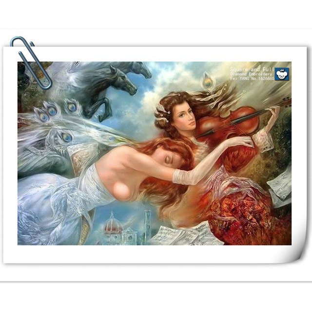 640x640 Two Girls And A Horse,embroidery With Crystals,painting - Painting With Crystals