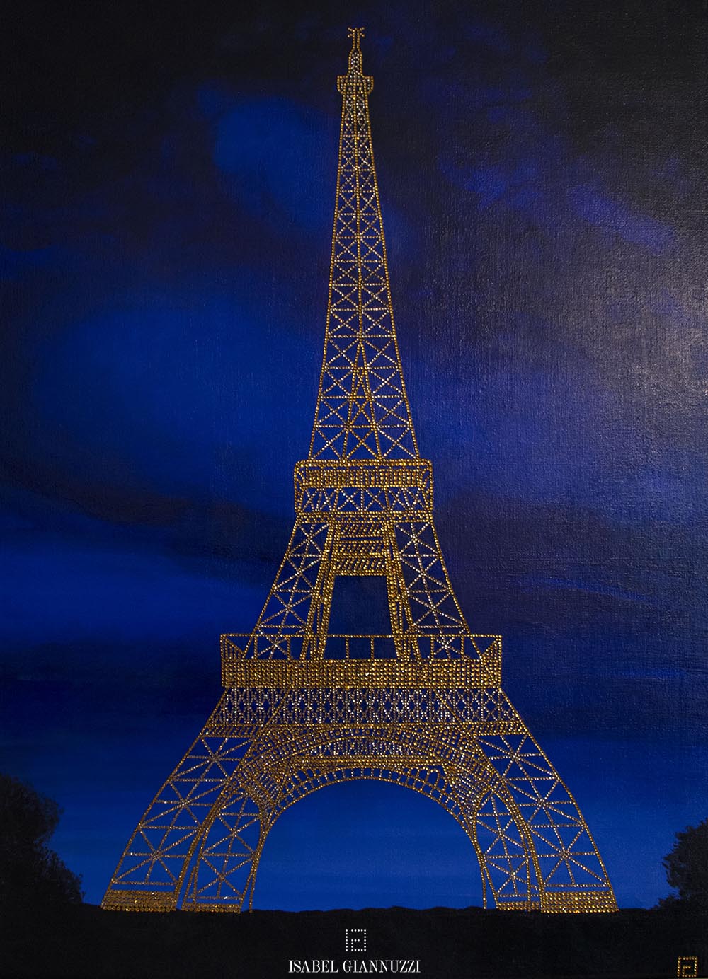 1000x1384 Eiffel Tower Painting - Painting With Crystals